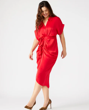 Tori Tie Front Dress- Red - 0