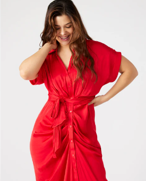 Tori Tie Front Dress- Red