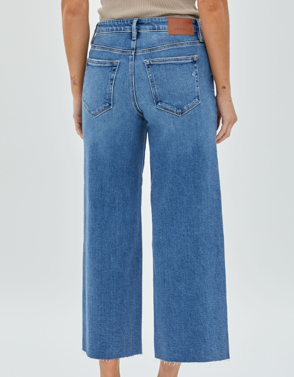 Nori Med Dark High Waist Crop Wide Pant