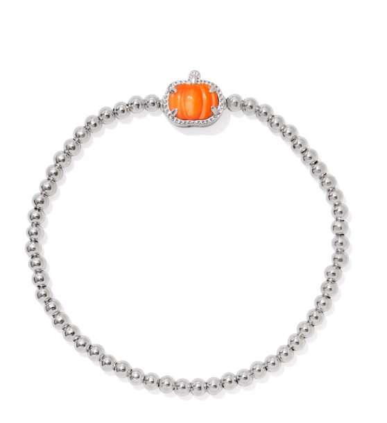 Pumpkin Stretch Bracelet Silver Orange Mother Of Pearl