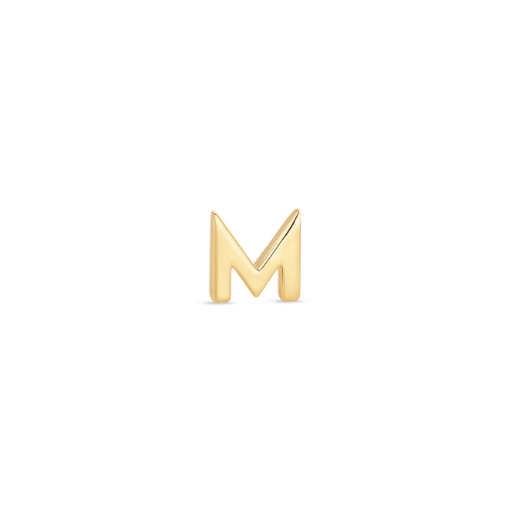 Letter M Stud Ear 18K Gold Vermeil