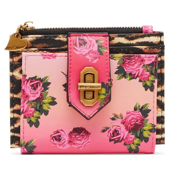 Bifold Wallet- Leopard Floral Pink Multi