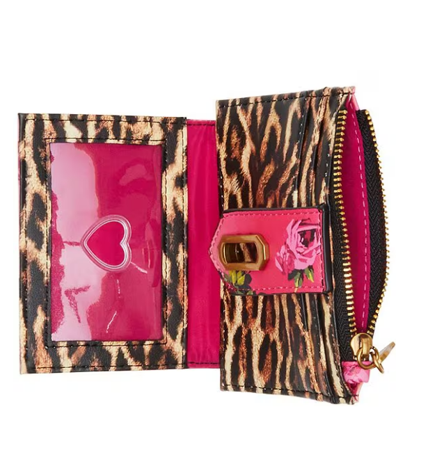 Bifold Wallet- Leopard Floral Pink Multi