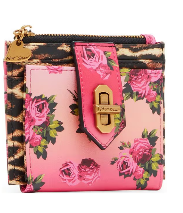 Bifold Wallet- Leopard Floral Pink Multi