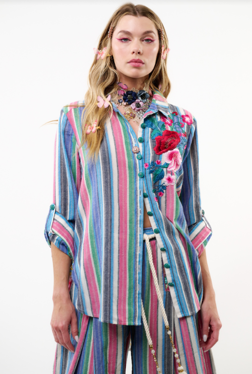 Miss June Shirt- Blue/White - S