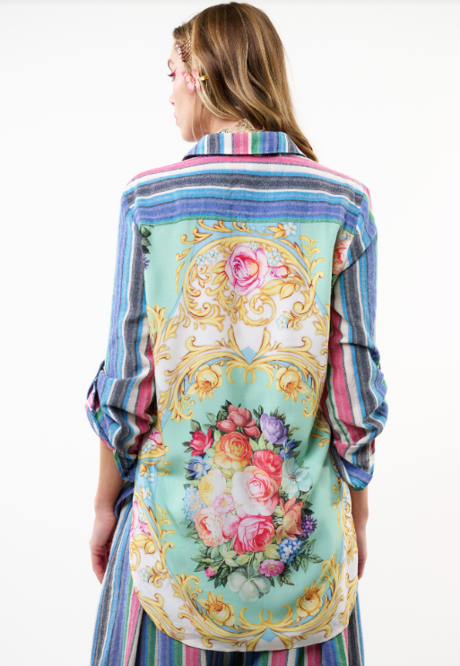 Miss June Shirt- Blue/White - S