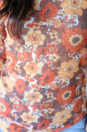 Retro Floral Mesh Top - S