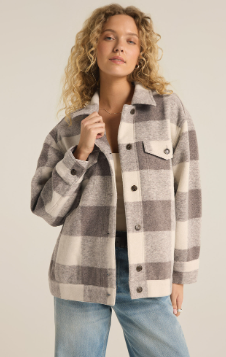 Preston Knit Plaid Jacket- Slate Grey - S