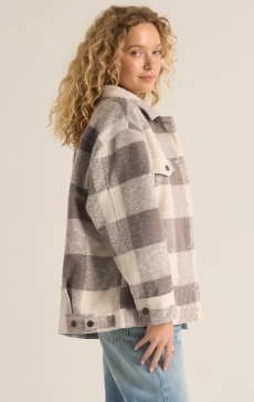 Preston Knit Plaid Jacket- Slate Grey