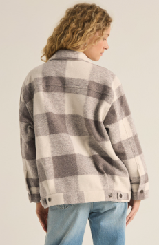 Preston Knit Plaid Jacket- Slate Grey