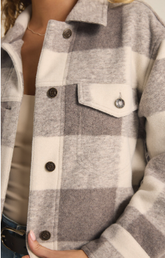 Preston Knit Plaid Jacket- Slate Grey
