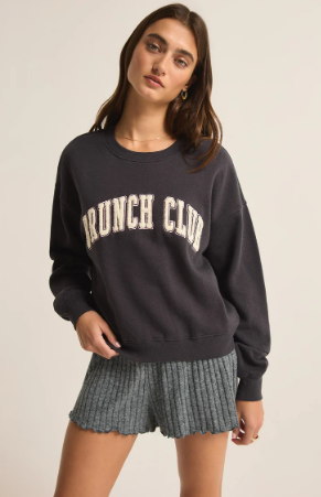 Brunch Club Sweatshirt- Black Sand - M