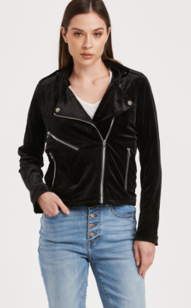 Tahani Velvet Jacket - Blk - Lg