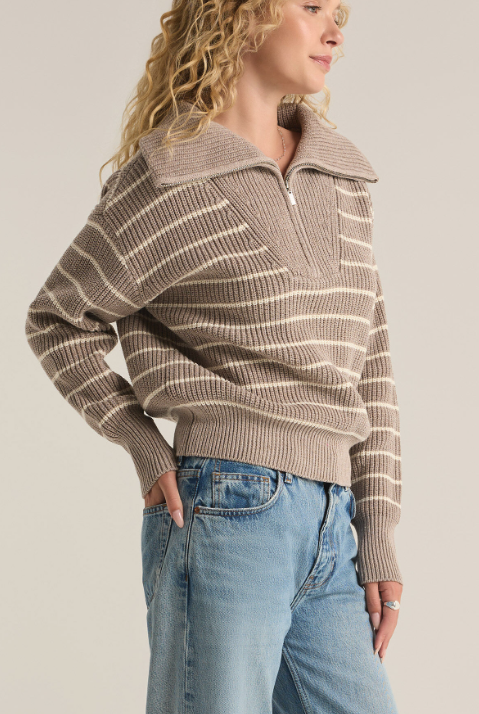 Villa Half Zip Sweater Heather - Taupe