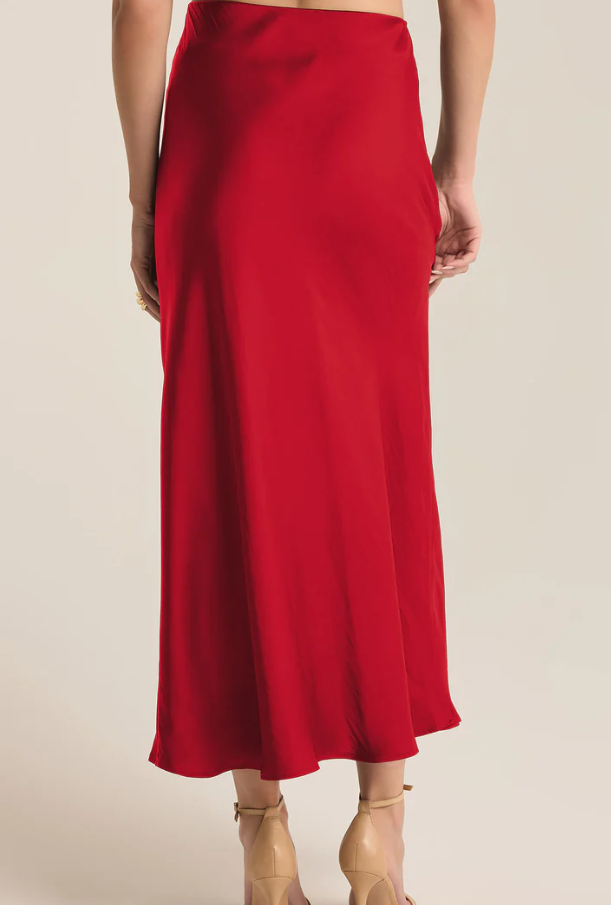 Europa Poly Sheen Skirt - Haute Red - Xs