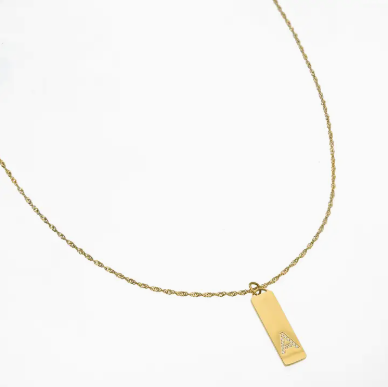 Bar Initial Necklace Gold - D