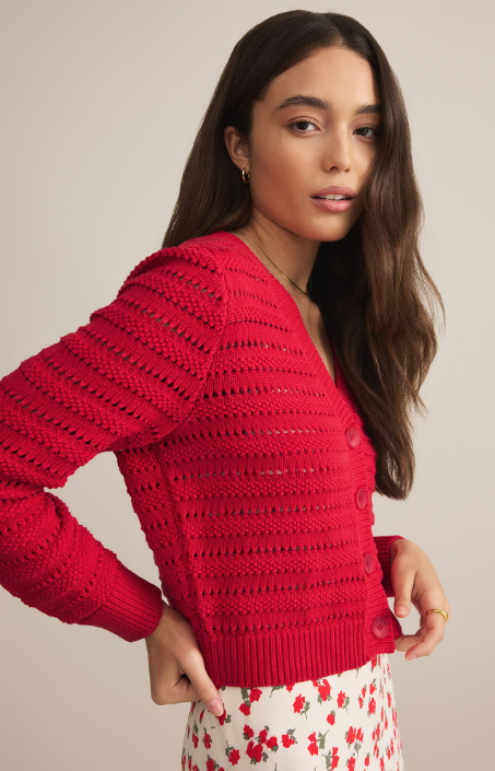 Romance Cardigan- Cherry - Xs
