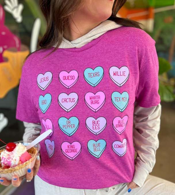 Texas Convo Hearts Tee- Pink