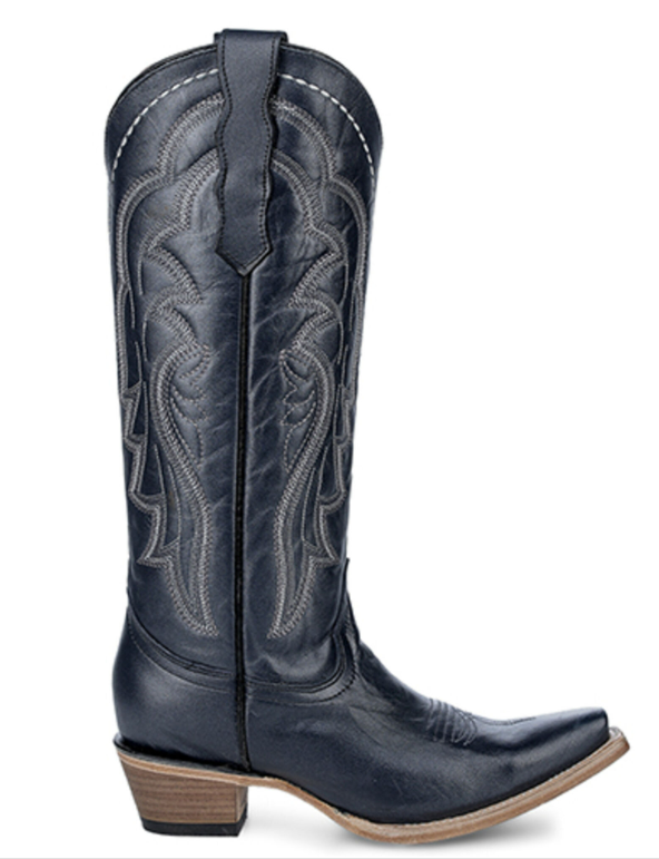 Ld Blue Embroidery Snip Toe Boot