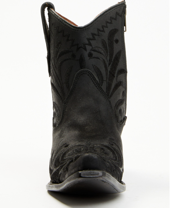 Ld Black Embroidery Ankle Boot Snip Toe