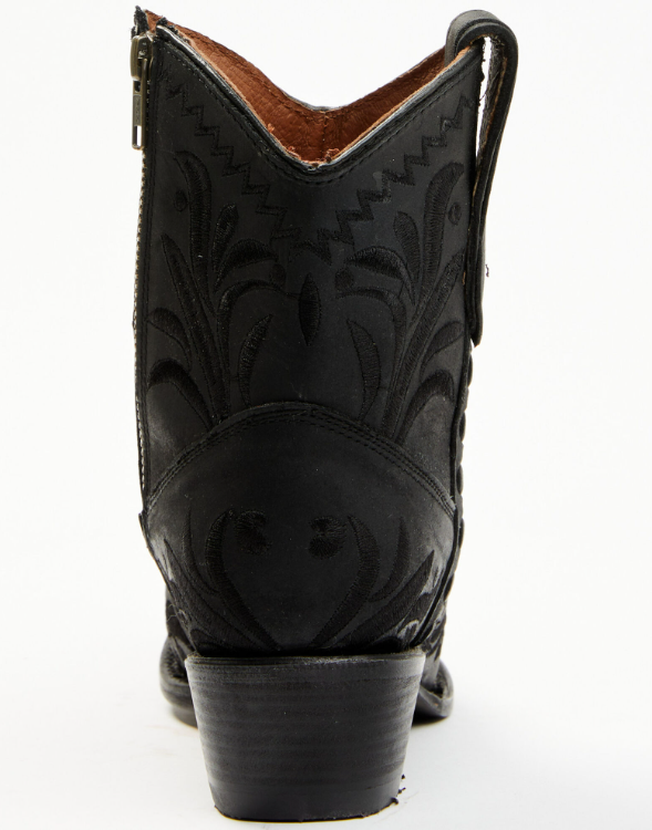 Ld Black Embroidery Ankle Boot Snip Toe - 7