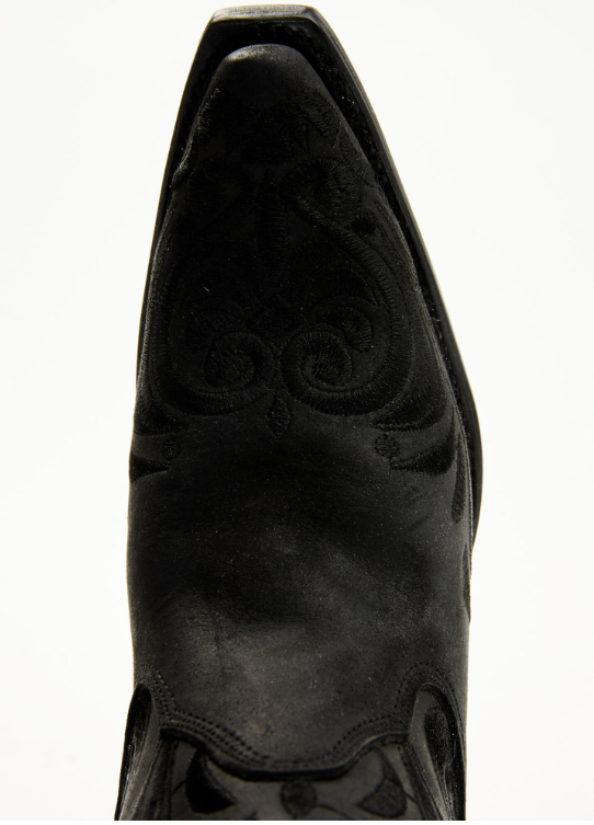 Ld Black Embroidery Ankle Boot Snip Toe