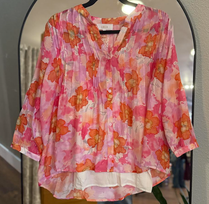 Lana Floral Top- Peony