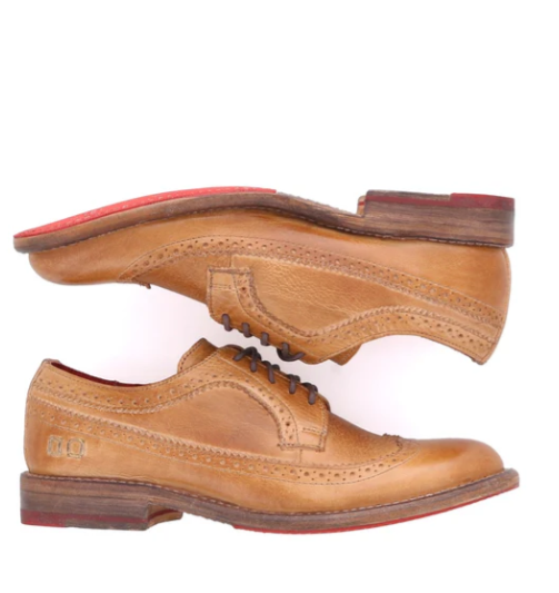 Lita Wingtip Flat Shoe - Tan Rustic