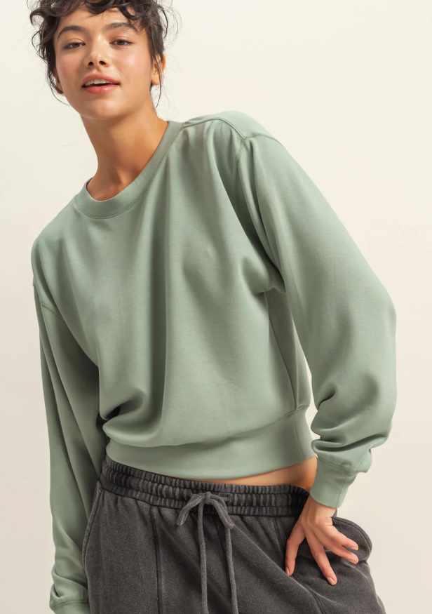 Giveon Crew Neck Pullover - Sage Green - Sm