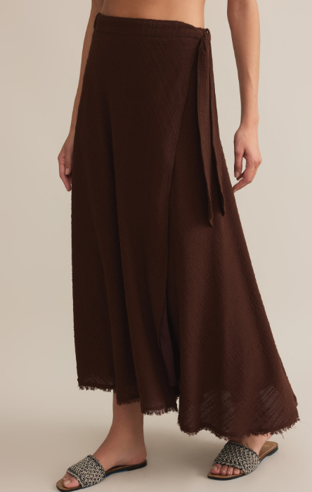 Salerno Wrap Midi Skirt- Lava Rock