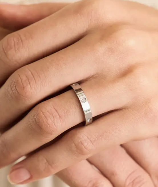 Diamond Ring Band - Silver