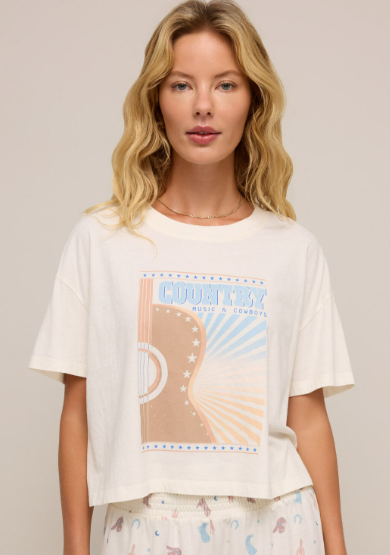 Country Music Tee - Sea Salt - Med