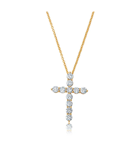 Brilliant Round Cross Necklace in Gold