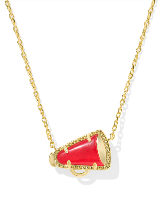 Cheer Short Pendant Necklace Gold Red Illusion