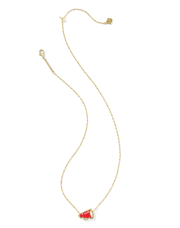Cheer Short Pendant Necklace Gold Red Illusion