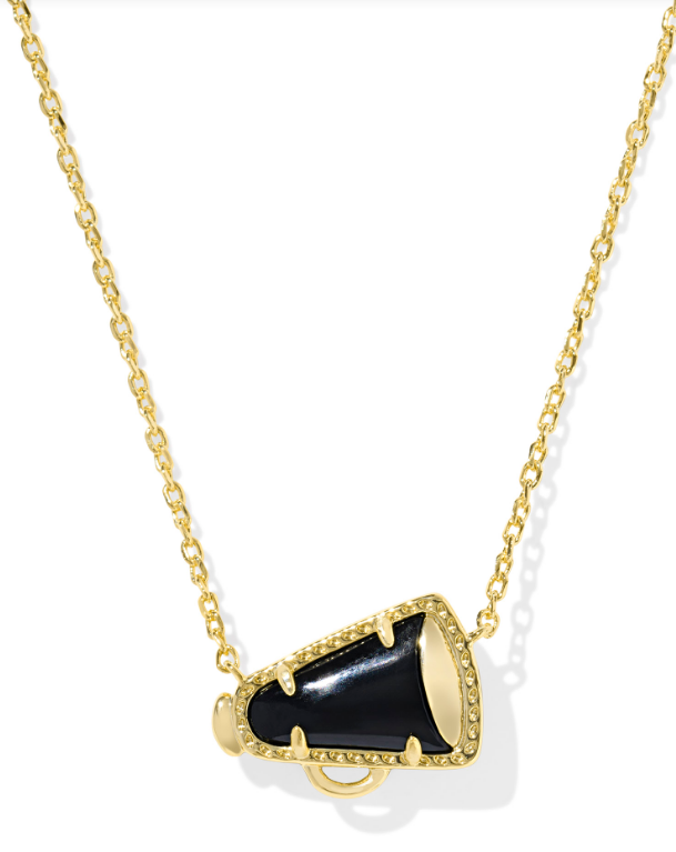 Cheer Short Pendant Necklace Gold Black Agate