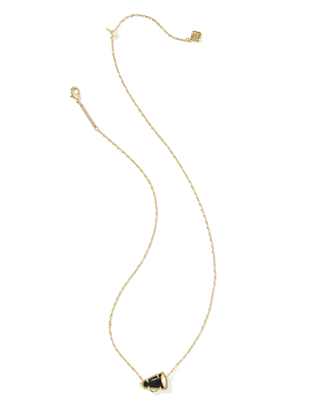 Cheer Short Pendant Necklace Gold Black Agate