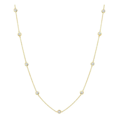 16" Station Bezel Necklace In Gold