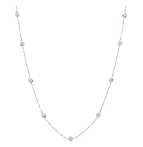 Bezel 16" Necklace Finished in Pure Platinum -2mm