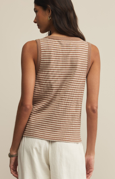Elin Stripe Rib Tank - Iced Coffee - Xs