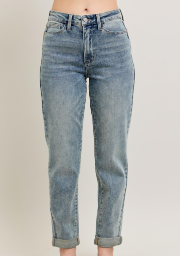 Hw Double Roll Cuff Bf Jean- Vintage Wash - 0 (24)