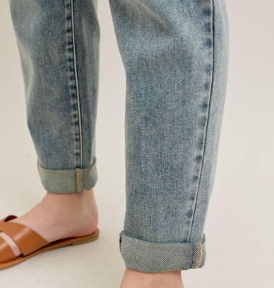 Hw Double Roll Cuff Bf Jean- Vintage Wash