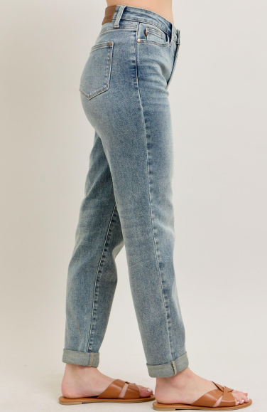 Hw Double Roll Cuff Bf Jean- Vintage Wash - 0 (24)