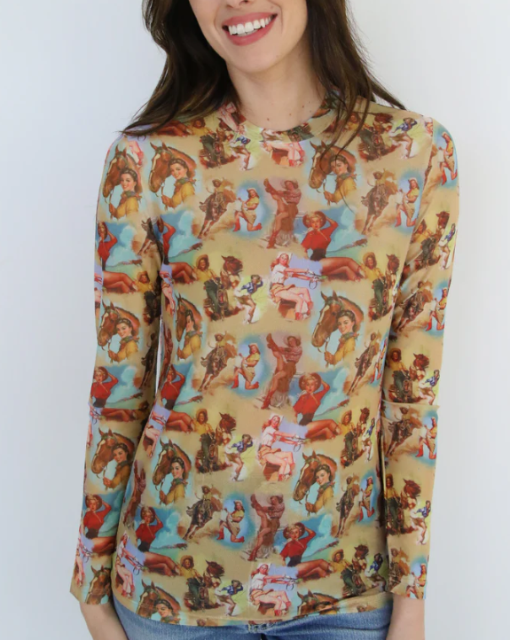 Vintage Cowgirl Mesh Top - Lg
