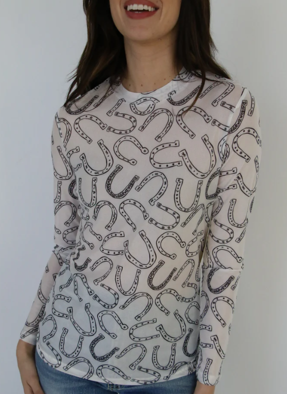 Black Horse Shoe White Mesh - Med