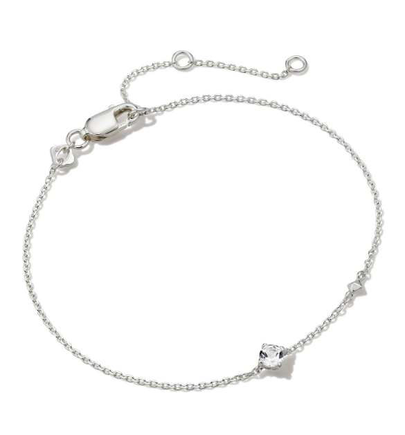 Maisie Delicate Chain Bracelet Sterling Silver White Topa
