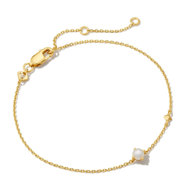 Maisie Delicate Chain Bracelet 18K Gold Vermeil White Pea