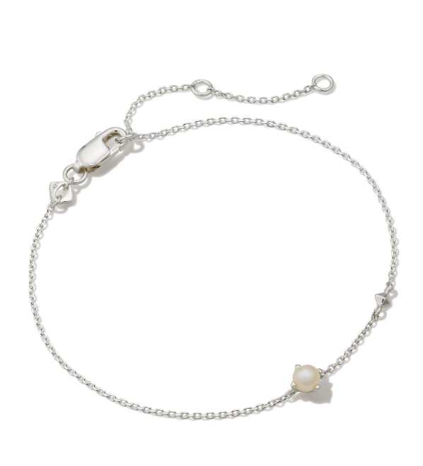 Maisie Delicate Chain Bracelet Sterling Silver White Pear
