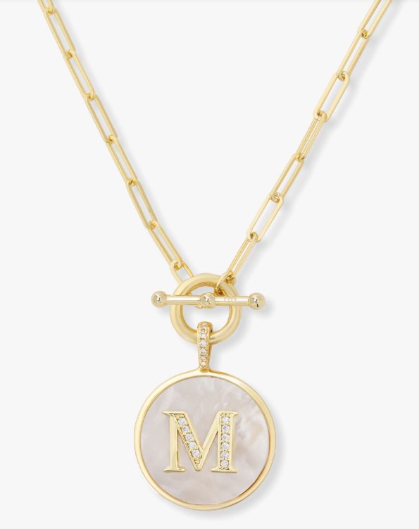 M Love Letters Medallion Necklace - GOLD