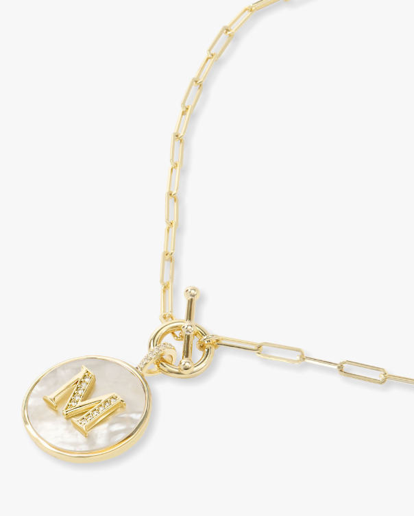 M Love Letters Medallion Necklace - GOLD
